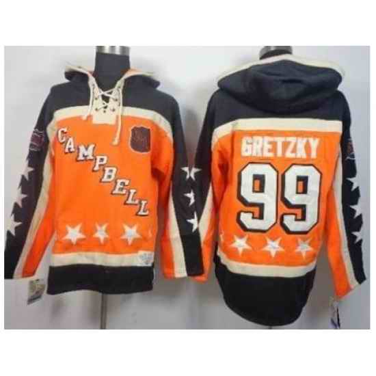 Edmonton Oilers #99 Wayne Gretzky Orange All Star Stitched NHL Sawyer Hooded Sweatshirt